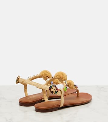 Embellished raffia-effect thong sandals | Dolce&Gabbana