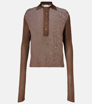 Vin ribbed-knit sheer polo shirt | Khaite