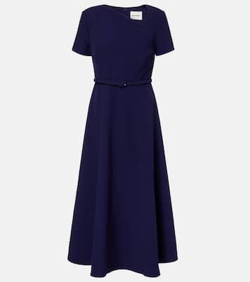 Asymmetric belted crêpe midi dress | Roland Mouret