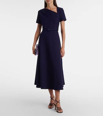 Asymmetric belted crêpe midi dress | Roland Mouret