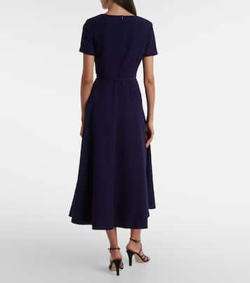 Asymmetric belted crêpe midi dress | Roland Mouret