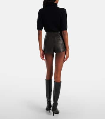 Short à taille basse en cuir  | Alex Perry