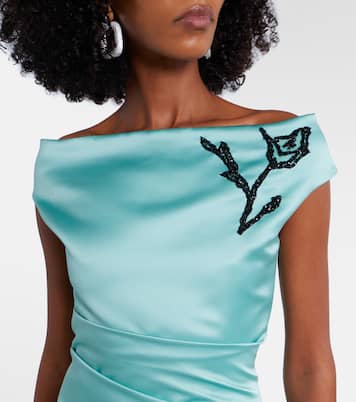 Floral off-shoulder duchesse satin gown | Erdem