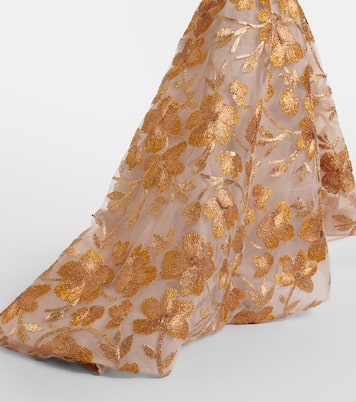 Robe longue brodée en raphia mélangé | Monique Lhuillier