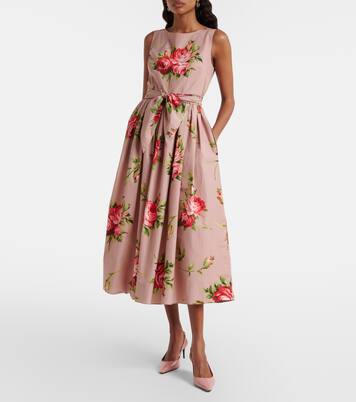 Floral belted cotton midi dress | Dolce&Gabbana