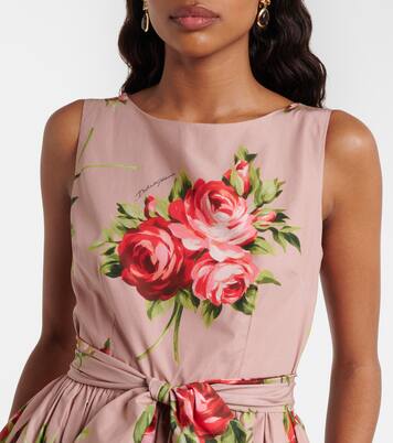 Floral belted cotton midi dress | Dolce&Gabbana