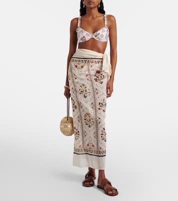 Floral cotton and silk beach cover-up | Agua by Agua Bendita