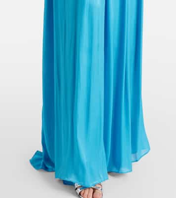 Isilda lamé georgette one-shoulder gown | Costarellos