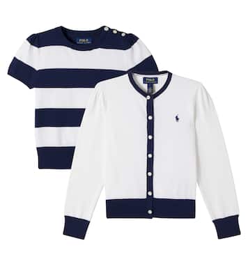 Knitted cotton top and cardigan set | Polo Ralph Lauren Kids