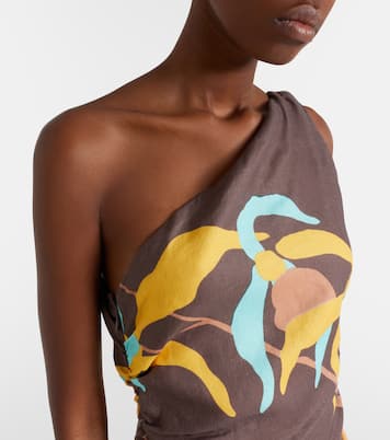 Marga floral one-shoulder linen minidress | Faithfull