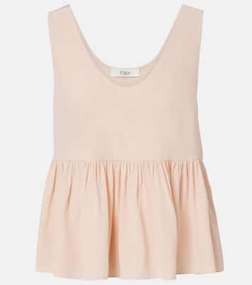Peplum silk crêpe de chine top  | Chloé