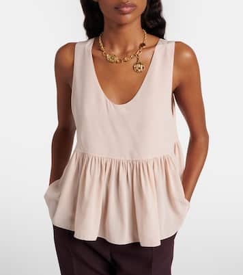 Peplum silk crêpe de chine top  | Chloé