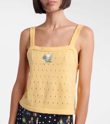 Perla embroidered pointelle wool tank top | Rixo