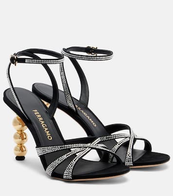 90 crystal-embellished suede sandals | Ferragamo