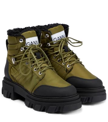 Leather-trimmed ankle boots | Ganni