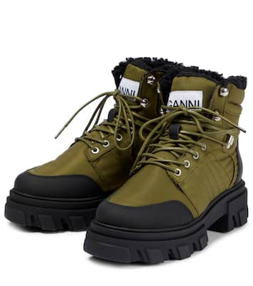 Leather-trimmed ankle boots | Ganni