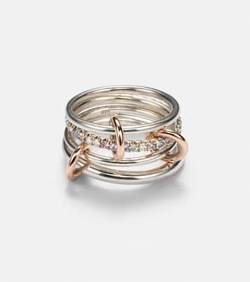 Nimbus sterling silver linked rings with sapphires, tanzanite and white diamonds | Spinelli Kilcollin
