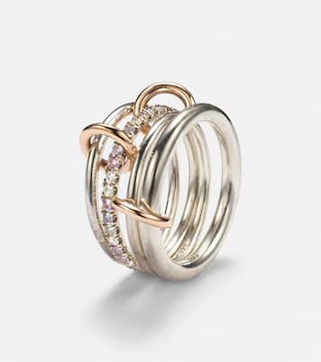 Nimbus sterling silver linked rings with sapphires, tanzanite and white diamonds | Spinelli Kilcollin