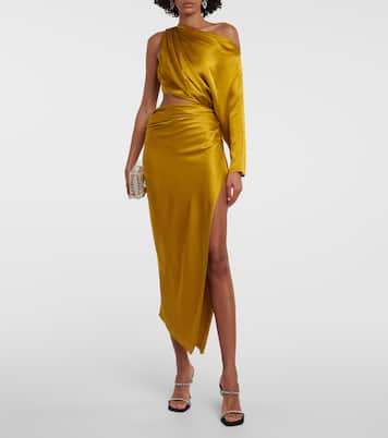 One-Shoulder-Midikleid aus Seidensatin | The Sei