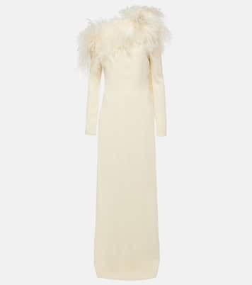 Robe Garbo aus Crêpe mit Federn | Taller Marmo