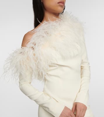 Robe Garbo aus Crêpe mit Federn | Taller Marmo