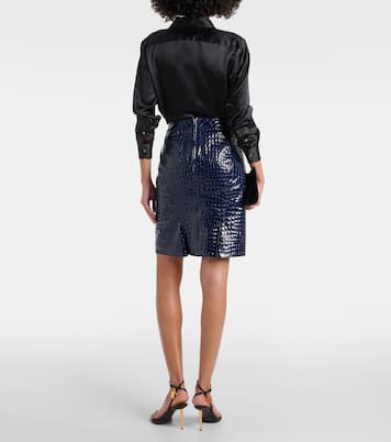 Jupe midi en cuir embossé | Tom Ford
