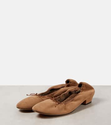 Ballerine Awar in suede con shearling | The Row