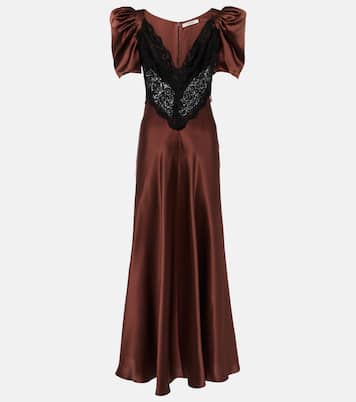 Lace-trimmed silk charmeuse gown | Rodarte