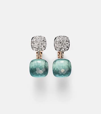Nudo 18kt rose and white gold earrings with topaz and diamonds | Pomellato