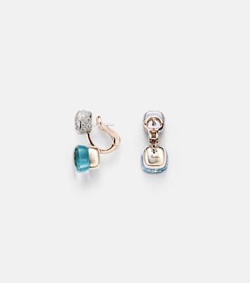 Nudo 18kt rose and white gold earrings with topaz and diamonds | Pomellato