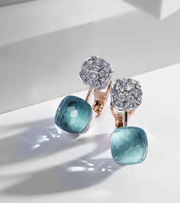 Nudo 18kt rose and white gold earrings with topaz and diamonds | Pomellato