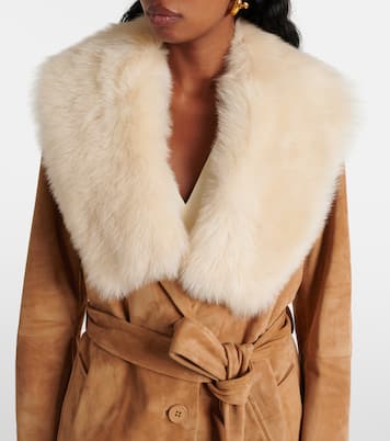 Manteau Dakota en daim et shearling | Nour Hammour