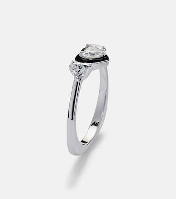 Anello per mignolo in oro bianco 18kt con diamanti | Kamyen