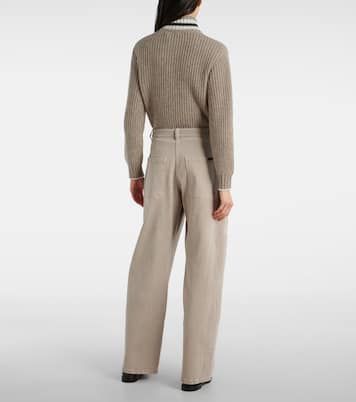 Jeans a gamba larga e vita media | Brunello Cucinelli