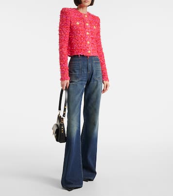 Giacca cropped in tweed con paillettes | Balmain