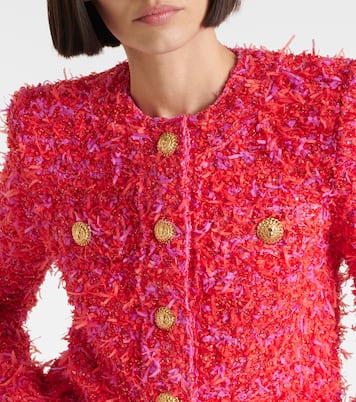 Giacca cropped in tweed con paillettes | Balmain