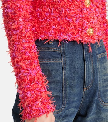 Giacca cropped in tweed con paillettes | Balmain