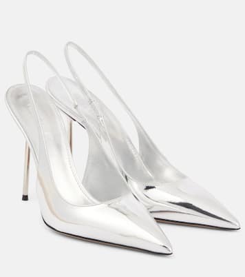 Lidia 105 mirrored leather slingback pumps | Paris Texas