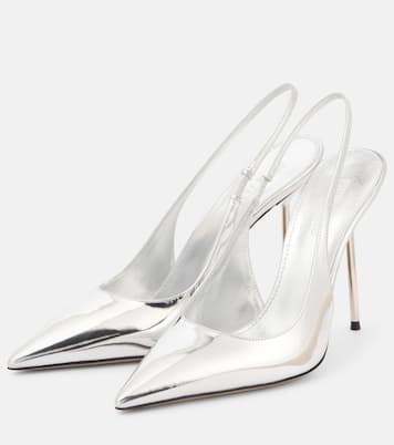 Lidia 105 mirrored leather slingback pumps | Paris Texas