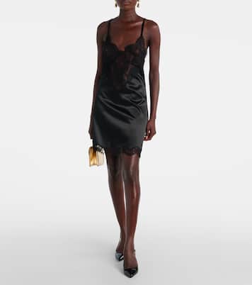 Slipdress aus Satin mit Spitze | Dolce&Gabbana