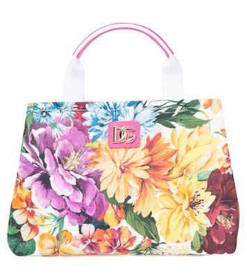 Borsa DG in canvas con stampa floreale | Dolce&Gabbana Kids