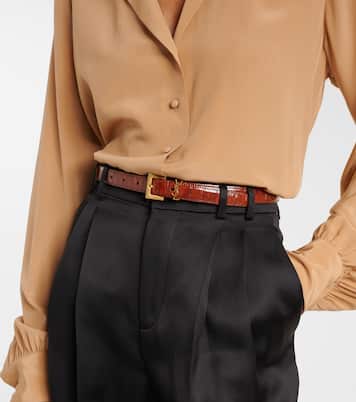 Cassandre croc-effect leather belt | Saint Laurent