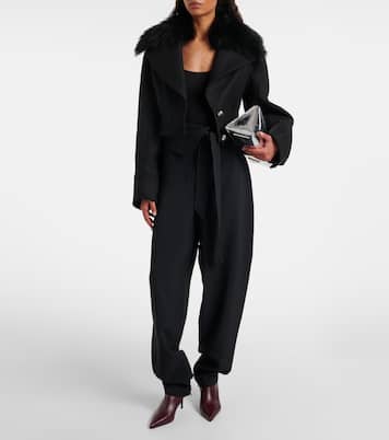 Fur-trimmed wool-blend jacket | Blumarine