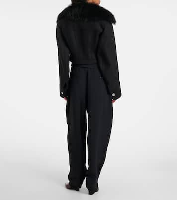 Fur-trimmed wool-blend jacket | Blumarine