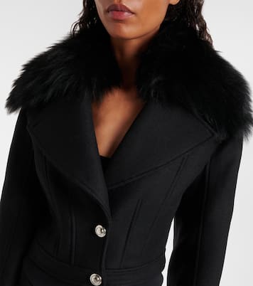 Fur-trimmed wool-blend jacket | Blumarine