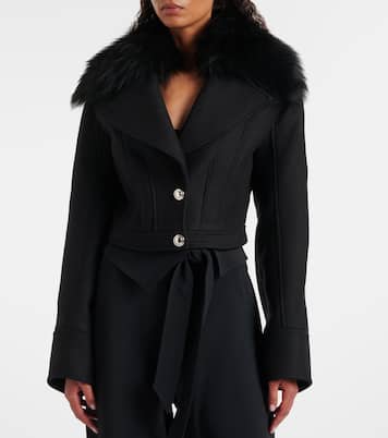 Fur-trimmed wool-blend jacket | Blumarine