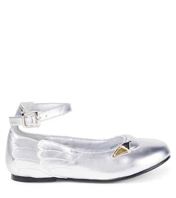 Metallic faux leather ballet flats | Stella McCartney Kids