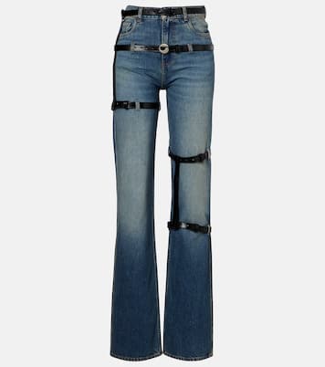Leather-trimmed straight jeans  | Coperni