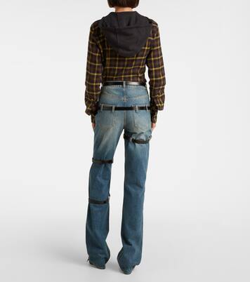 Leather-trimmed straight jeans  | Coperni