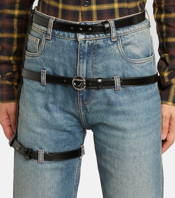Leather-trimmed straight jeans  | Coperni